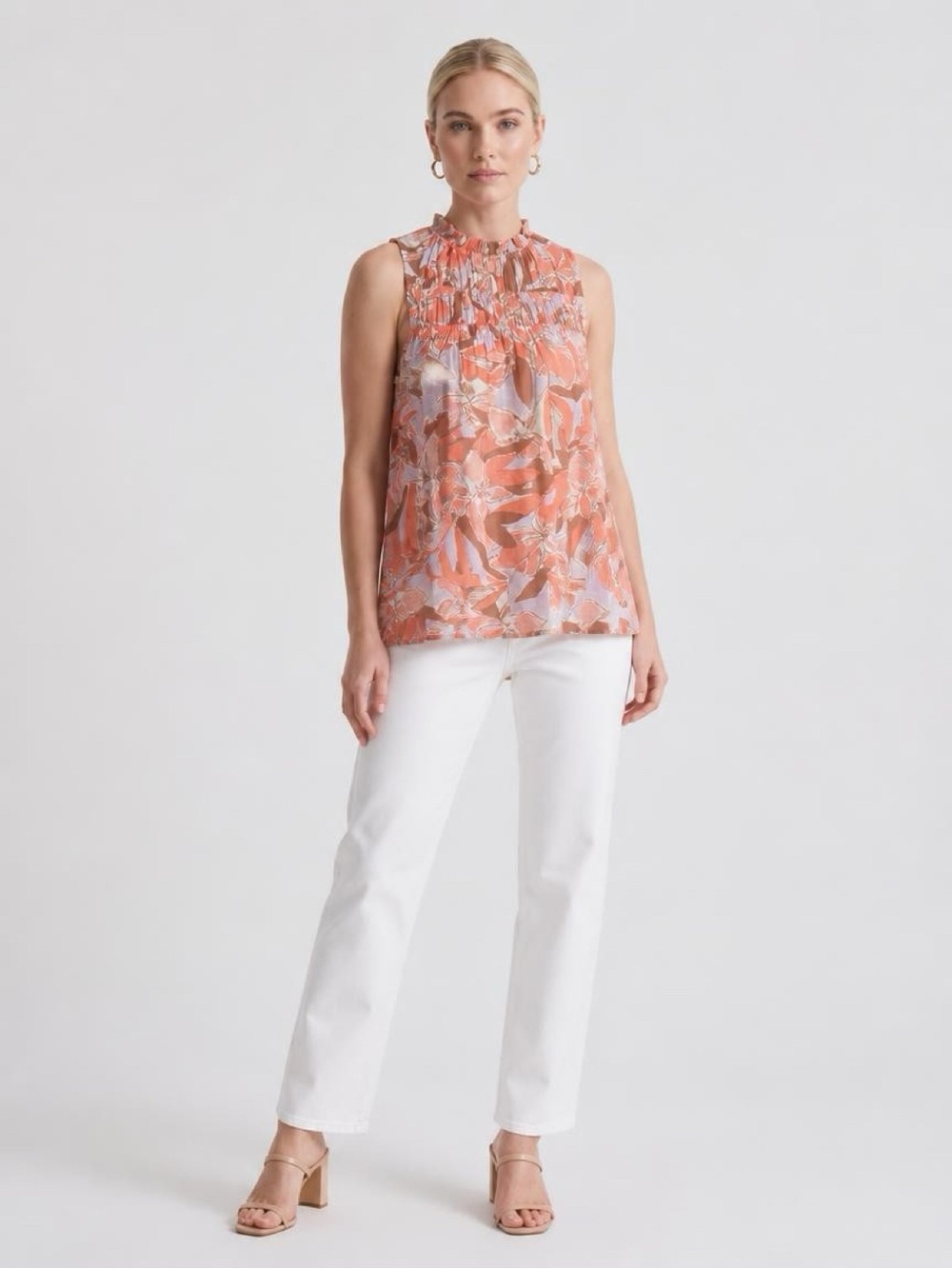 Smocked sleeveless top for Fall